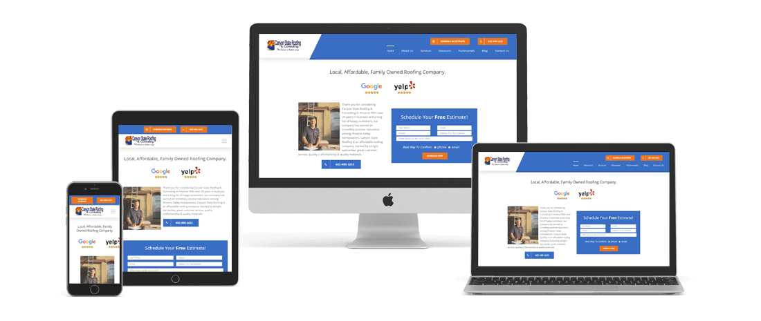 seo website design for roofing company canyon state
